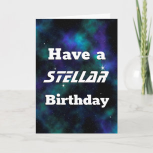 Ha en stellar Birthday Blue Galaxy Kort