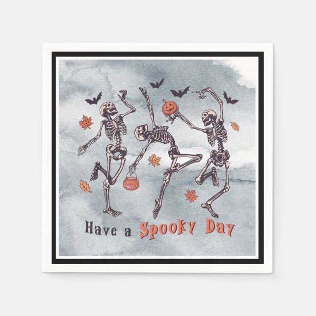 Ha en talesdag! Halloween Skeletons Dancing Pappersservett (Framsidan)