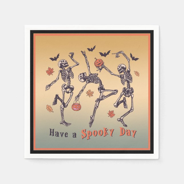 Ha en talesdag! Halloween Skeletons Dancing Pappersservett (Framsidan)