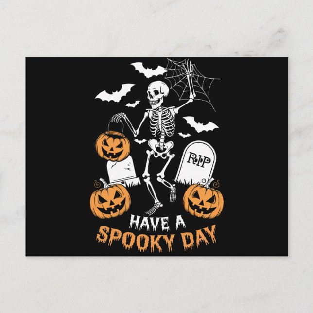 Ha en talesdag Halloween Witch-gåva Skeleton Vykort (Framsida)