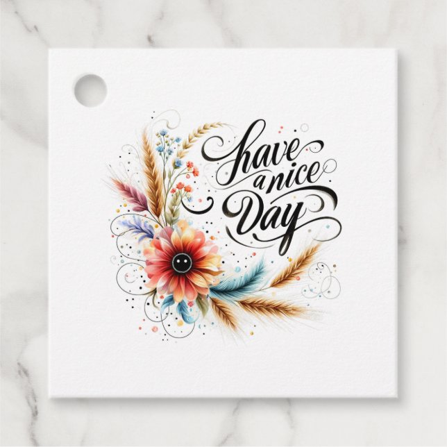 Ha en trevlig blommigt gåvor etiketter (Framsida)