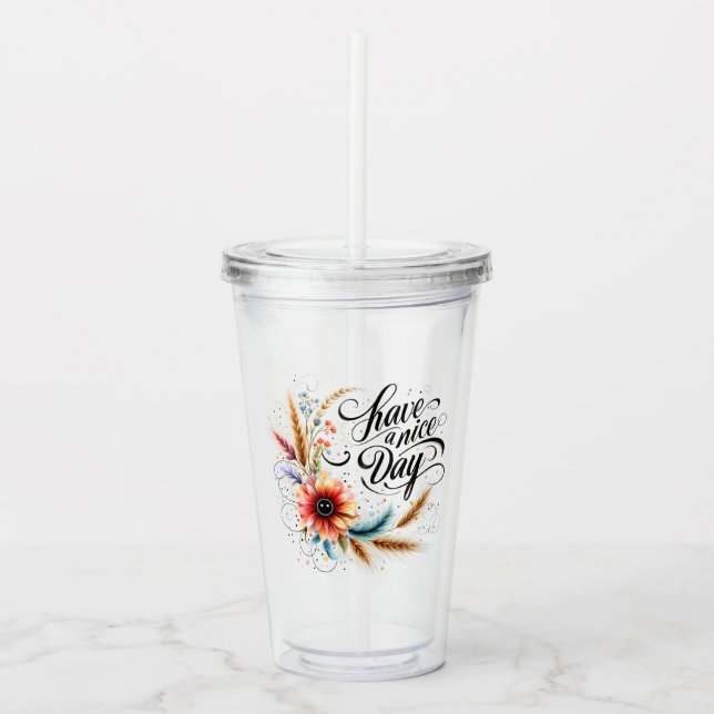 Ha en trevlig blommigt take away mugg (Framsida)