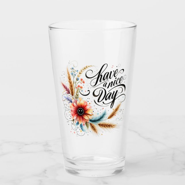 Ha en trevlig dag blommig glaskopp (Framsida)