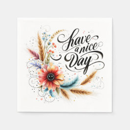 Ha en trevlig dag blommig pappersservett