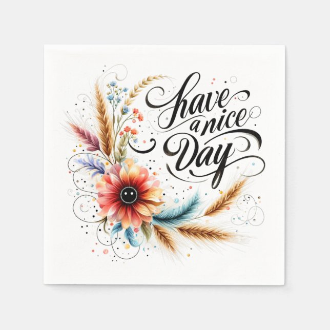 Ha en trevlig dag blommig pappersservett (Framsidan)