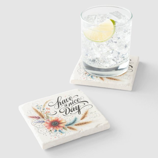 Ha en trevlig dag blommig stenunderlägg (Sidan)