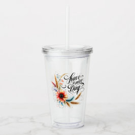 Ha en trevlig dag blommig take away mugg