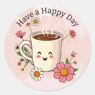 Ha en trevlig dag Gott kaffe Runt Klistermärke