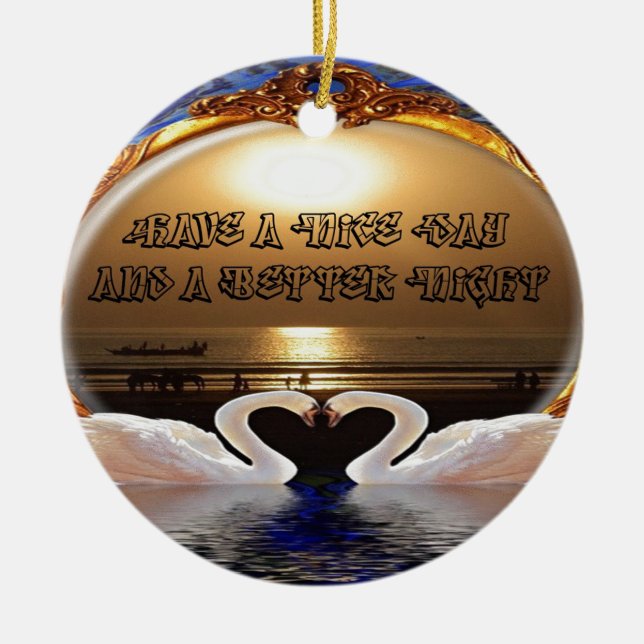 Ha en trevlig dag och en Nicenatt.silver Julgransprydnad Keramik (Framsidan)