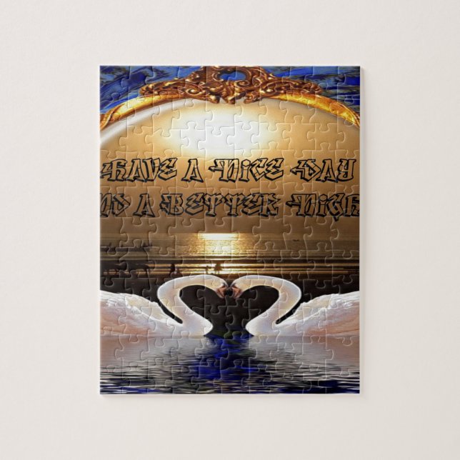 Ha en trevlig dag och en Nicenatt.silver Pussel (Vertikal)