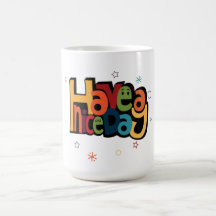 "Ha en trevlig dag" Retro Färgrik Kaffe Kopp
