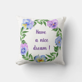 Ha en trevlig dröm! Vattnfärg, vackra blommor Th Kudde