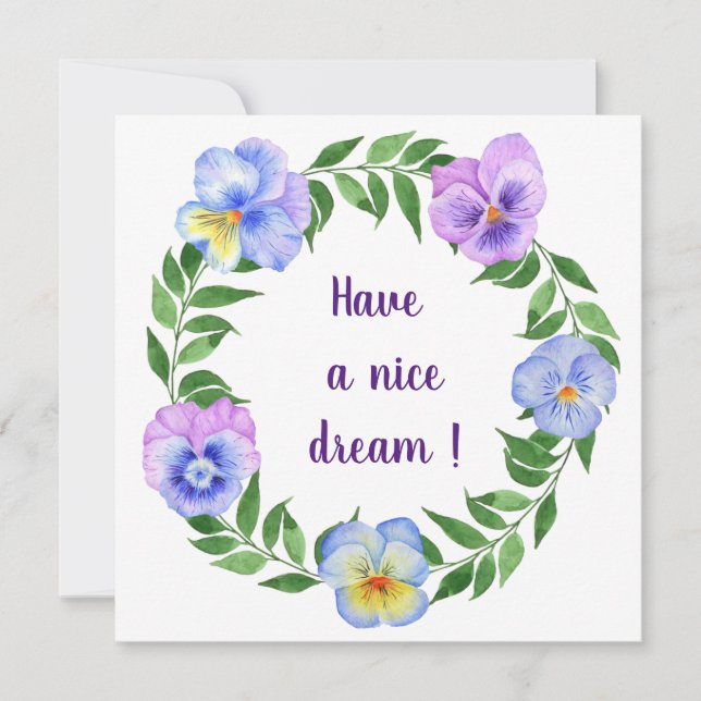 Ha en trevlig dröm! vykort för vattenfärgsblommor (Framsida)