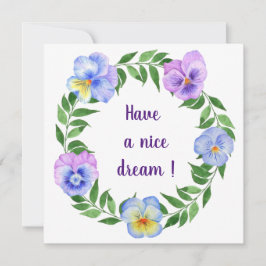 Ha en trevlig dröm! vykort för vattenfärgsblommor