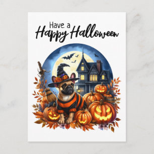 Ha en trevlig Halloween Söt fransk bulldog Vykort