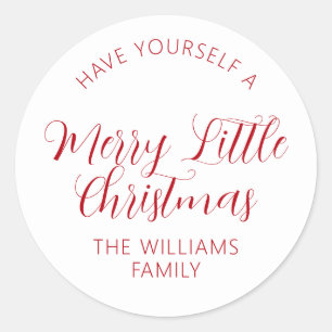 Ha en trevlig liten julfamilj Namn Runt Klistermärke