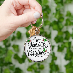 Ha en trevlig liten jultomte-Helgdag Rund Silverfärgad Nyckelring