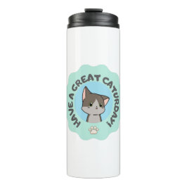 Ha en underbar caturday! Cartoonish Blue Grönt cat