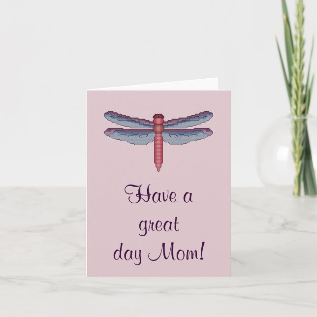 Ha en underbar dag Mamma! Dragonfly Notecard Kort (Framsida)