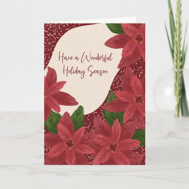 Ha en underbar högtid Poinsettia Helgkort (Framsida)