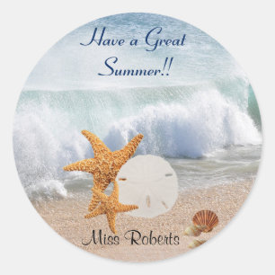 Ha en Underbar sommar, Seashells, Starfish, Lärare Runt Klistermärke
