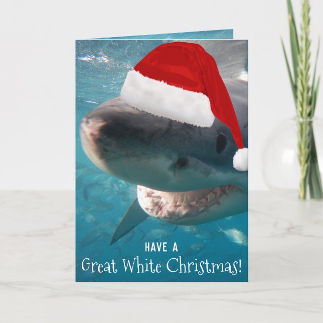 Ha en Underbar vit julfont Shark Australia Helgkort (Framsida)