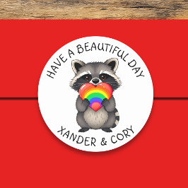 Ha en vacker dag | LGBTQ Raccoon Runt Klistermärke