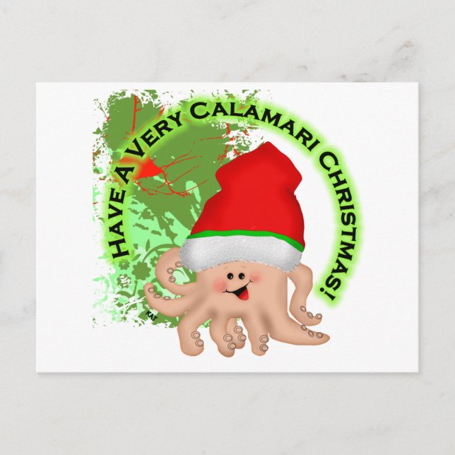 Ha en väldigt Calamari-jul! Helg Vykort (Framsida)