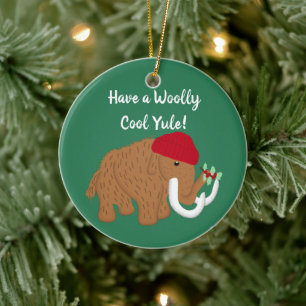 Ha en Wooly Coola Yule Funny Mammoths jul Julgransprydnad Keramik