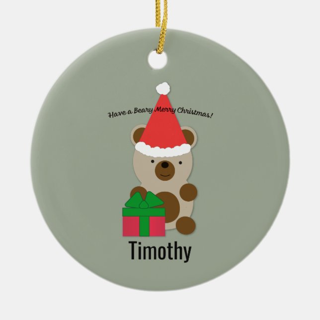 Ha ett Beary God jul Bear Julgransprydnad Keramik (Framsidan)
