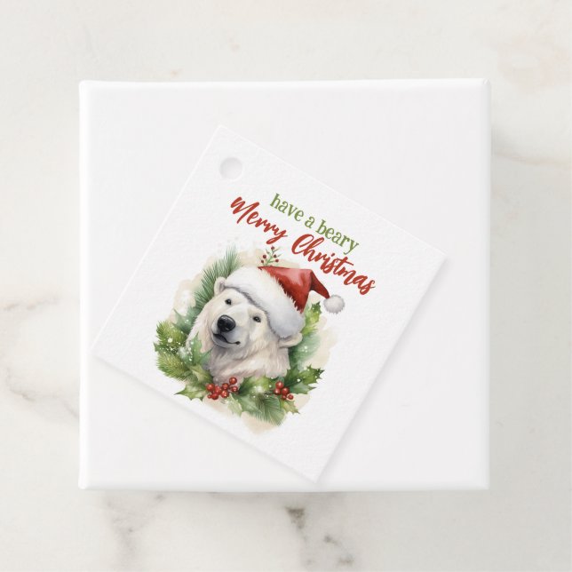 Ha ett Beary God jul Polar Bear-lustigt Gåvor Etiketter (På plats)