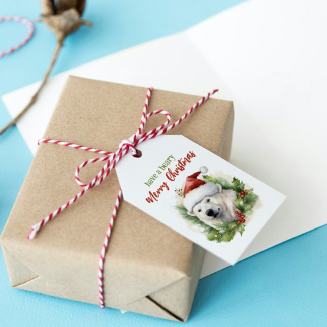 Ha ett Beary God jul Polar Bear-lustigt Presentetikett (Skapare uppladdad)