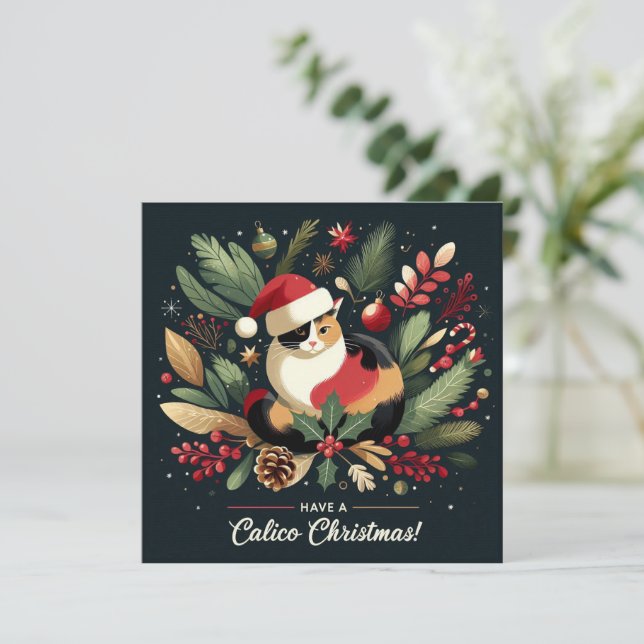 Ha ett Calico Jul Julkort (Stående Fram)