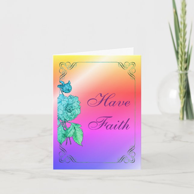 Ha ett Faith Peony Art Inspirational Note-kort Tack Kort (Framsida)