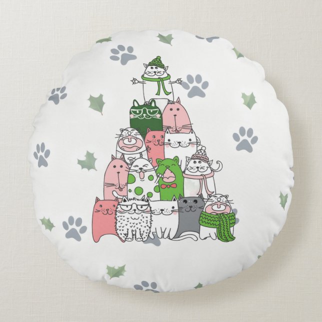 Ha ett Hårig, lilla jul! Rund Kudde (Framsidan)