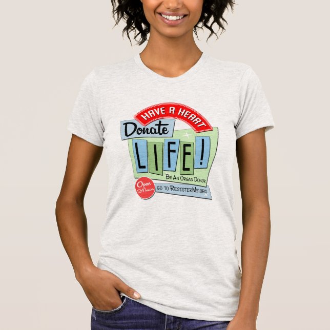 Ha ett hjärta. Donate Life retro-design T Shirt (Framsida)