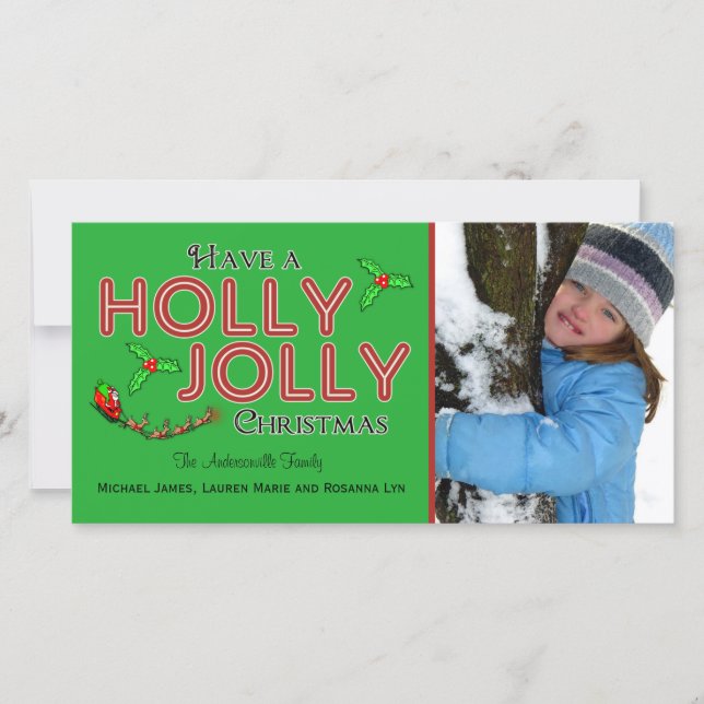 Ha ett Holly Jolly Julafton-Anpassningsbar-plattfo Julkort (Framsida)