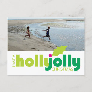 Ha ett Holly Jolly-julfotoportskort Helg Vykort