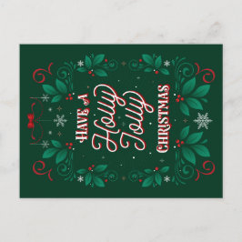 Ha ett Holly Jolly-julkort Helg Vykort
