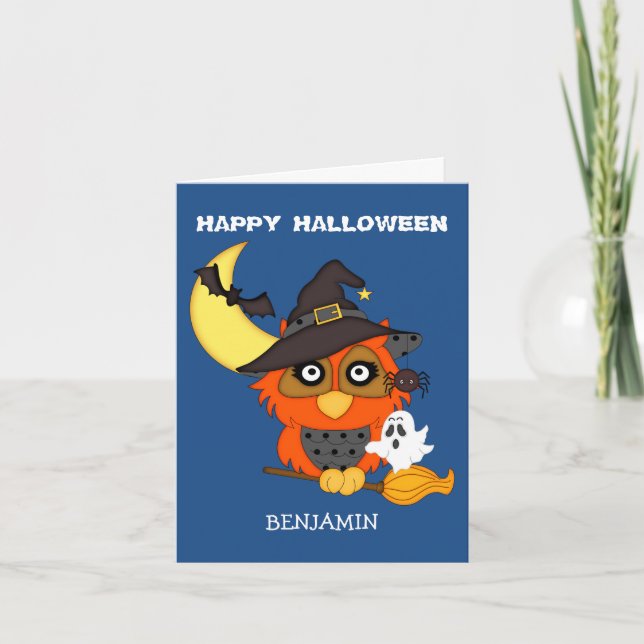 Ha ett Hoot Uggla Kids Halloween Kort (Framsida)