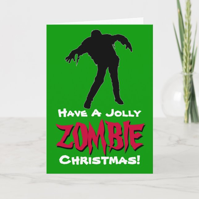 Ha ett Jolly Zombie Ironic jul Card (Grönt) Helgkort (Framsida)