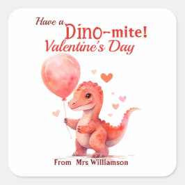 Ha ett klassrum i Dino-Mite Valentines day Fyrkantigt Klistermärke