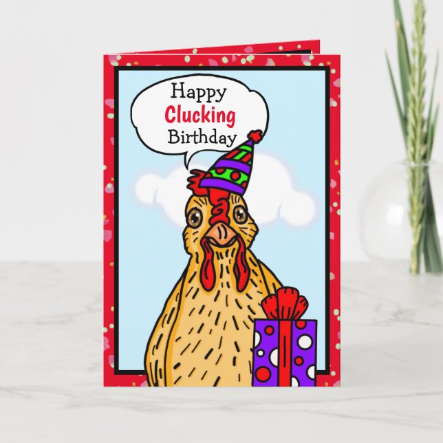 Ha ett Lycklig Clucking Birthday Chicken Pun Card Kort (Framsida)