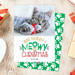 Ha ett Meowy Little jul Pet Cat Photo Julkort