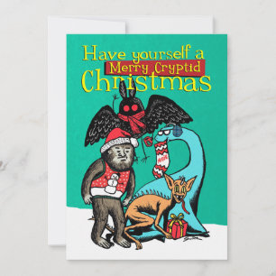Ha ett Merry Cryptid-julkort Julkort