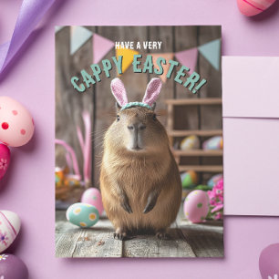 Ha ett mycket Cappy Påsk Capybara Card Kort