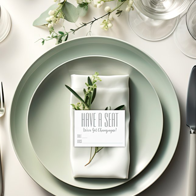 "Ha ett säte", Anpassningsbar Bröllop Placeringskort ("Have a Seat" Table Place Card
Modern Minimalist Wedding)