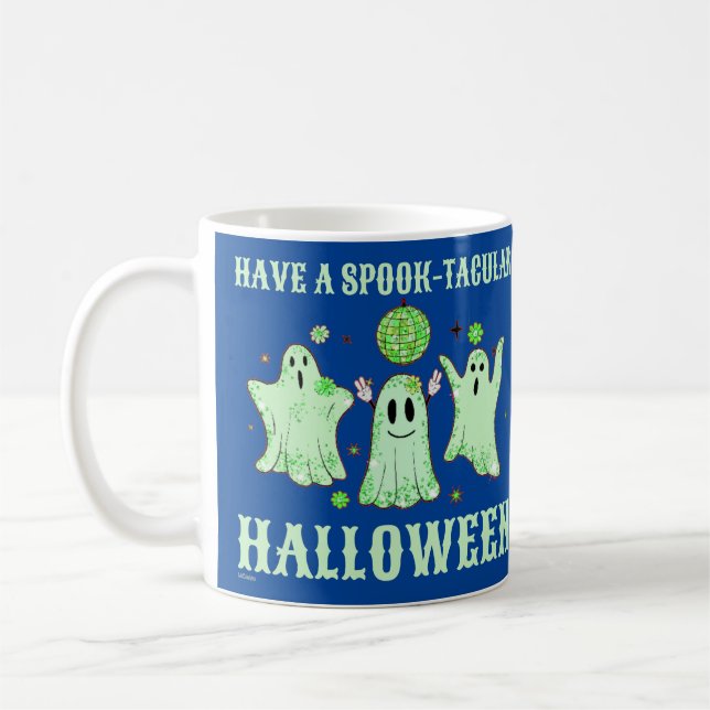 HA ETT SPOKTAKULÄRT HALLOWEEN-lustigt spöke Kaffemugg (Vänster)