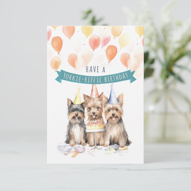 Ha ett Yorkie-riffic Birthday Card med Celebratin (Stående Fram)
