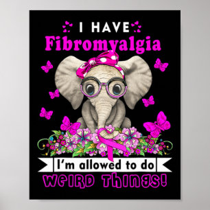 Ha Fibromyalgia Awareness Elephant Roligt Cute Poster